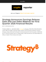 Strategy Announces Earnings Release Date and Live Video Webinar for First Quarter 2026 Financial Results