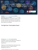 Cardano Founder Slams Ripple CEO Over Clarity Act: 'You're Handing Keys To The SEC'  - Benzinga