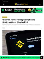 Binance Faces Rising Compliance Strain as Chief Weighs Exit