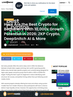 Here Are the Best Crypto for Beginners With 10,000x Growth Potential in 2026: ZKP Crypto, DeepSnitch AI & More | Live Bitcoin News