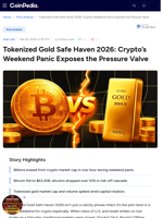 Tokenized Gold Safe Haven 2026: Crypto’s Weekend Panic Exposes the Pressure Valve