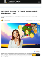Will SHIB Bounce Off DOGE As Meme Pair Hits Record Low? - DailyCoin