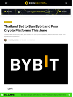 Thailand Set to Ban Bybit and Four Crypto Platforms This June - CoinCentral