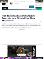 'Tick-Tock': Top Satoshi Candidate Reacts to New Bitcoin Price Floor - U.Today