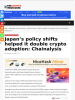 Japan’s policy shifts helped it double crypto adoption: Chainalysis - The Crypto News Wire