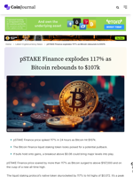 pSTAKE Finance explodes 117% as Bitcoin rebounds to $107k - CoinJournal