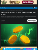 4 Potential Altcoins to Turn $900 into $90,000 in 2025