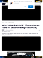 What's Next for DOGE? Director Issues Plans for Enhanced Dogecoin Utility - U.Today