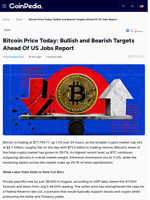Bitcoin Price Today: Bullish and Bearish Targets Ahead Of US Jobs Report