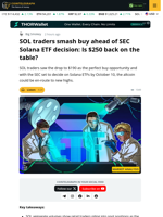 SOL Dip Buyers Go Long As SEC Solana ETF Decision Looms