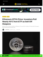 Ethereum (ETH) Price: Investors Pull Nearly 40% from ETF as Sell-Off Deepens - CoinCentral