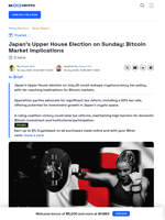 Japan Upper House Election Could Reshape Bitcoin Market Through Crypto Tax Reform