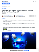 3 Made In USA Tokens to Watch Before Trump’s Tariffs On Aug 7