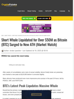 Short Whale Liquidated for Over $50M as Bitcoin (BTC) Surged to New ATH (Market Watch)