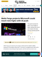 Wells Fargo projects Microsoft could reach new highs with AI push