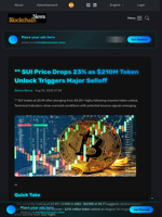 ** SUI Price Drops 23% as $210M Token Unlock Triggers Major Selloff - Blockchain.News
