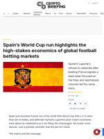 Spain's World Cup run highlights the high-stakes economics of global football betting markets
