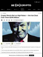 Crypto Shorts Bet on High Rates — the Iran Deal Cost Them $246 Million