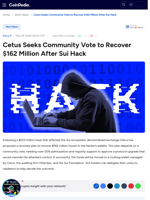 Cetus Seeks Community Vote to Recover $162 Million After Sui Hack