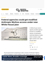 Federal agencies could get modified Anthropic Mythos access under new White House plan