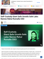 Self-Custody Giant Safe Unveils Safe Labs: Names Rahul Rumalla CEO 