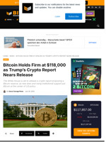 Bitcoin Holds Firm At $118,000 As Trump’s Crypto Report Nears Release
