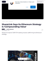 SharpLink Says Its Ethereum Strategy Is 'Compounding Value' - U.Today