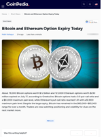 Bitcoin and Ethereum Option Expiry Today