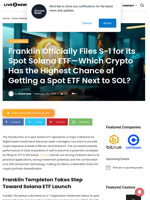 Franklin Officially Files S-1 for Its Spot Solana ETF—Which Crypto Has the Highest Chance of Getting a Spot ETF Next to SOL? | Live Bitcoin News
