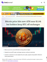 Bitcoin price hits new ATH near $114k but holders keep BTC off exchanges - CoinJournal