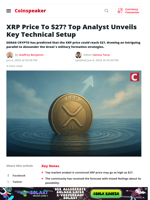 XRP Price To $27? Top Analyst Unveils Key Technical Setup - Coinspeaker
