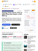 Strategy Sinks Nearly 10% on MSCI News But Saylor Is Still $5B Up