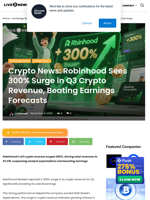 Crypto News: Robinhood Sees 300% Surge in Q3 Crypto Revenue, Beating Earnings Forecasts | Live Bitcoin News
