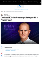 Coinbase CEO Says Crypto Bill is a 'Freight Train'