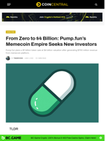 From Zero to $4 Billion: Pump.fun's Memecoin Empire Seeks New Investors - CoinCentral