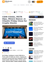 COIN Climbs, MSTR Dips, Miners Dance—A Chaotic Friday Close for Crypto Stocks – Crypto News Bitcoin News