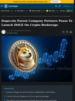Dogecoin Parent Company Partners Paxos To Launch DOGE On Crypto Brokerage