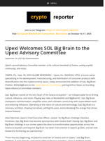 Upexi Welcomes SOL Big Brain to the Upexi Advisory Committee