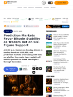 Prediction Markets Favor Bitcoin Stability as Traders Bet on Six-Figure Support – Crypto News Bitcoin News