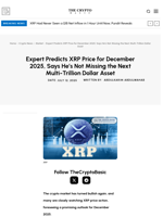 Expert Predicts XRP Price for December 2025, Says He’s Not Missing the Next Multi-Trillion Dollar Asset