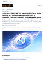 SUI Price Prediction: SUI Drops to $0.91 With Bears Holding All Converging Moving Averages as Oversold Stochastic Builds a Fragile Counter-Case - Blockchain.News