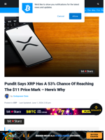 Pundit Says XRP Has A 53% Chance Of Reaching The $11 Price Mark - Here’s Why | Bitcoinist.com