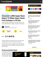 Chainalink's (LINK) Supply Shock Begins? 15 Million Tokens Vanish From Exchanges in 30 Days