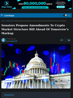 Senators Propose Amendments To Crypto Market Structure Bill Ahead Of Tomorrow's Markup