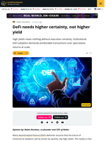 DeFi Needs Higher Certainty, Not Higher Yield