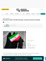 Iran open to talks if US lifts blockade, ceasefire by April 30 unlikely