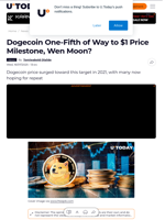 Dogecoin One-Fifth of Way to $1 Price Milestone, Wen Moon?