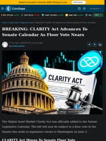 CLARITY Act Advances To Senate Calendar As Floor Vote Nears