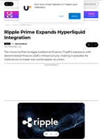 Ripple Prime Expands Hyperliquid Integration - U.Today