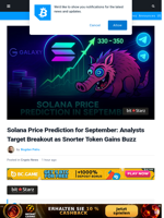 Solana Price Prediction in September: What Analysts Say & Why Snorter Token Gains